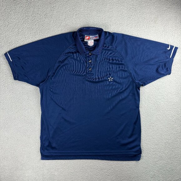 Vintage Dallas Cowboys Polo Shirt Men Extra Large XL Navy Blue Nike Pro Line NFL - Picture 1 of 11